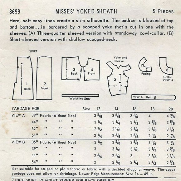Vintage 60s Dress Pattern, Roll Collar Sheath Dress, Butterick 8699, 34" Bust - Picture 3 of 8